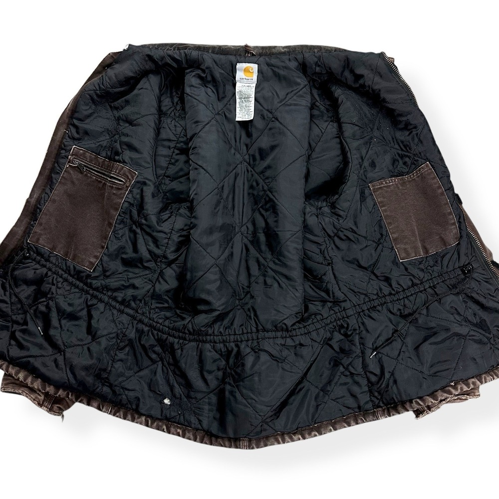 Carhartt C26 DKB Jacket Mens Large Brown Duck Canvas Arctic Quilt Lined Workwear - Picture 13 of 16